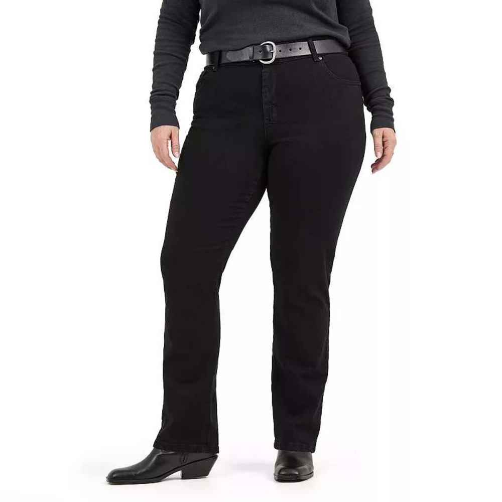 LEE women's denim black jeans relaxed fit straight leg  mid rise plus 26 W NWT